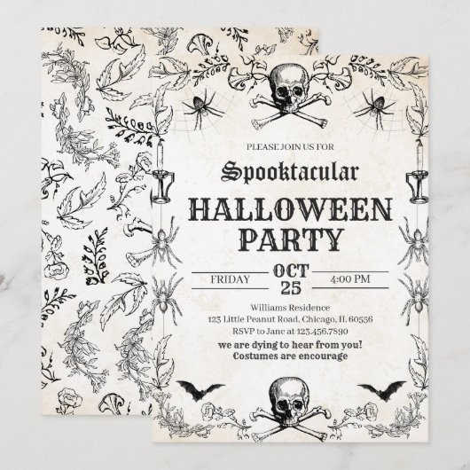 schedel Halloween Verjaardag Kaart (Voorkant / Achterkant)