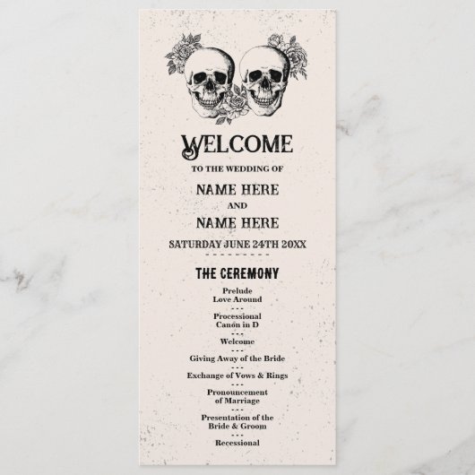 Schedel Halloween Welkom Menu Huwelijksceremonie (Voorkant)