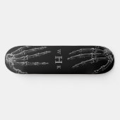 Schedel Handen Monogram Trendy Zwart Wit Persoonlijk Skateboard (Horizontaal)