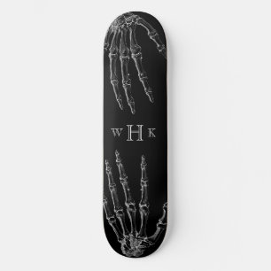 Schedel Handen Monogram Trendy Zwart Wit Persoonlijk Skateboard