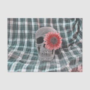 Schedel Head Gotische Bloemige Zonnebloem Turquois Tissuepapier
