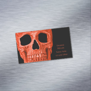 Schedel Head Gotische Neon Oranje Zwarte Tatoeage  Magnetisch Visitekaartje