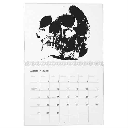 Schedel Heavy Metal Punk Rock Fantasy Art Kalender (Mar 2026)