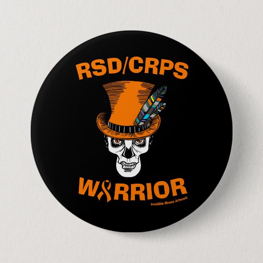 Schedel/Hoed...RSD/CRPS Knop Ronde Button 7,6 Cm (Voorkant)