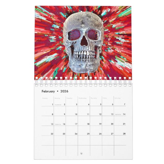 Schedel Hoofd Gothic Cool Fun Trendy Art 2024 Kalender (Feb 2026)