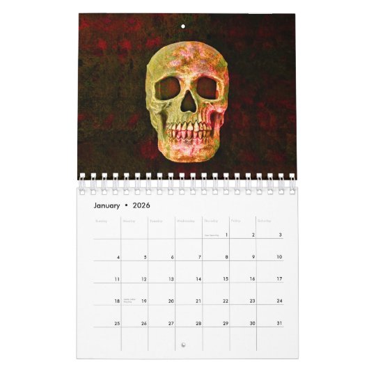 Schedel Hoofd Gothic Cool Fun Trendy Art 2024 Kalender (Jan 2026)