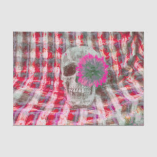 Schedel Hoofd Gotische Zonnebloem Rood Roze Textuu Tissuepapier