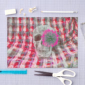 Schedel Hoofd Gotische Zonnebloem Rood Roze Textuu Tissuepapier (Craft)