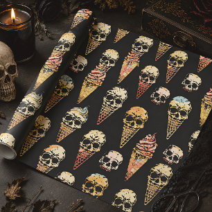 Schedel Ijs Retro Gotische Halloween Cadeaupapier
