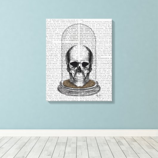 schedel in Bell Jar Canvas Afdruk (Insitu (Houten vloer))