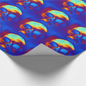 Schedel in blauw en goud cadeaupapier (Hoek)