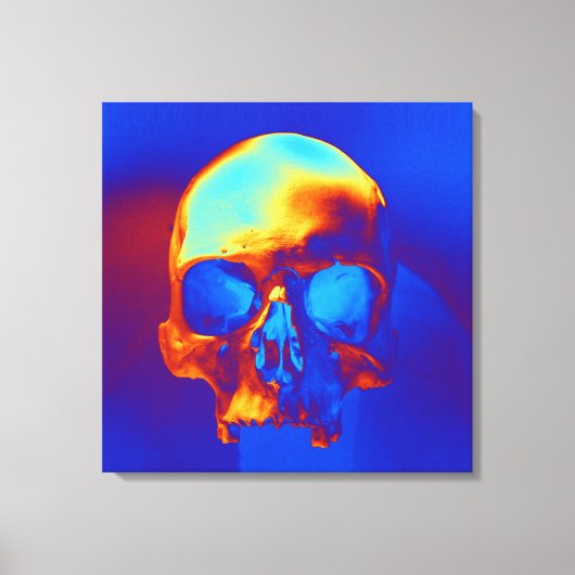 Schedel in blauw en goud canvas afdruk (Voorkant)