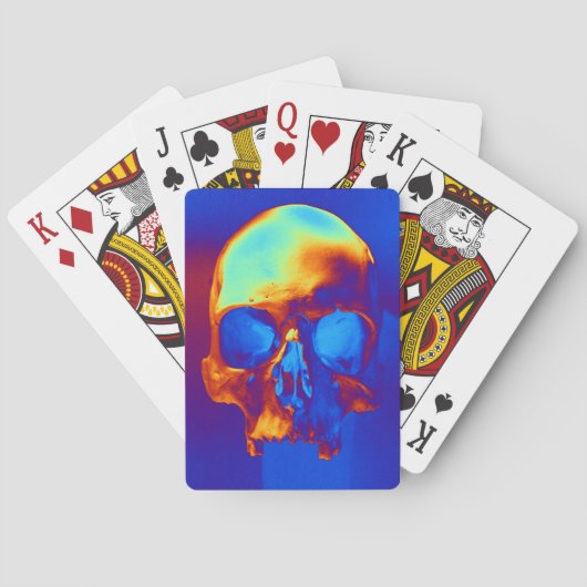 Schedel in blauw en goud schuimplaten pokerkaarten (Achterkant)