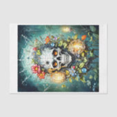 Schedel in bloemen en spinnenwebben tissuepapier (Voorkant)