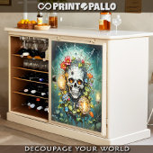 Schedel in bloemen en spinnenwebben tissuepapier