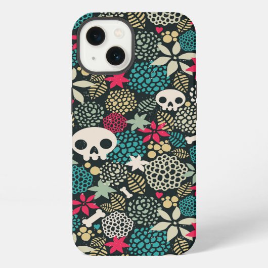 Schedel in bloemen iPhone hoesje (Achterkant)