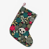 Schedel in bloemen kleine kerstsok (Voorkant (Hangend))