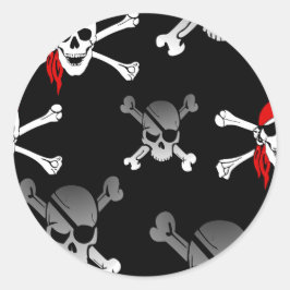 schedel in botten Party Pirate Ronde Sticker