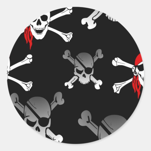 schedel in botten Party Pirate Ronde Sticker (Voorkant)