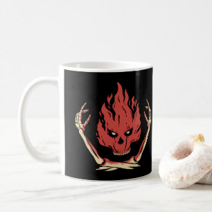 Schedel in brand koffiemok