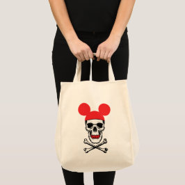 Schedel in cartoon muis-oor hoed met X-bot Tote Bag