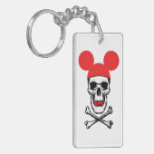 Schedel in Cartoon Muis-Oor Pet met X-Bone Sleutelhanger (Voorkant Links)
