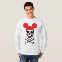 Schedel in cartoon muis-oorbaret met X-bot
