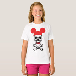 Schedel in cartoon muis-oorkapje met X-bot T-shirt