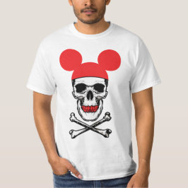 Schedel in cartoon muis-oorkapje met X-bot T-shirt