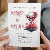Schedel in Cocktailglas griezelig Halloween Kaart