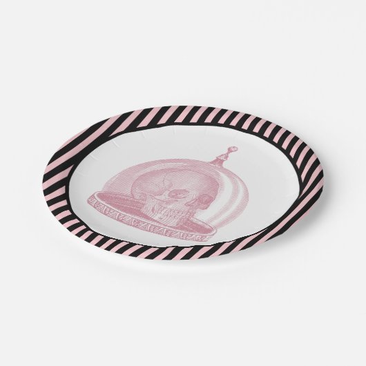  schedel in een Cloche | Halloween apotheek Papieren Bordje (Gekanteld)