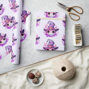 Schedel in een heksenhut speelse patroon cadeaupapier