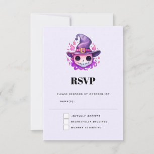 Schedel in een heksenhut Whimsical Halloween RSVP Kaartje