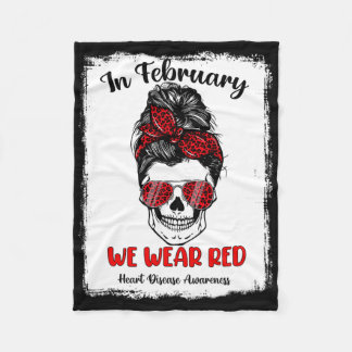 Schedel In februari Draag we Red Ribbon Heart Dise Fleece Deken