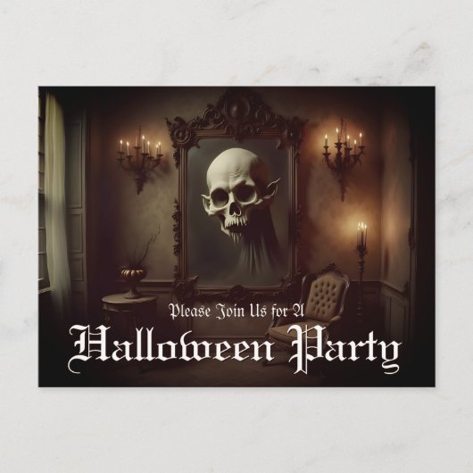Schedel in geschilderde Halloween uitnodiging (Voorkant)