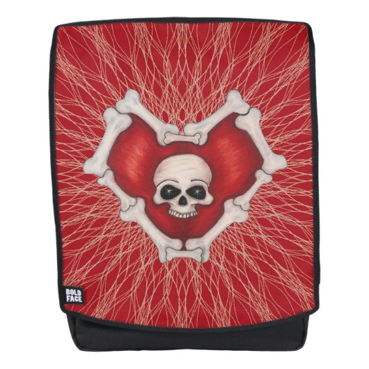 Schedel in Gotische Rode Hart van Botten Spidery L Rugtassen (Voorkant)