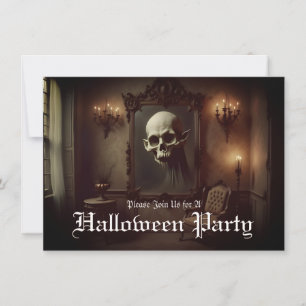 Schedel in Griezelschilderij Halloween Uitnodiging