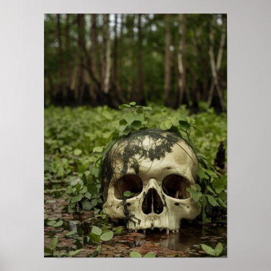 Schedel in het moeras Horror Print Poster Wall Art (Voorkant)