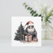 Schedel in kerstmuts met gotische kerstboom kaart (Staand voorkant)