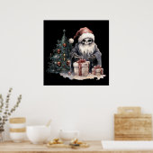 Schedel in kerstmuts met gotische kerstboom poster (Keuken)