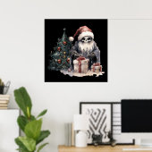 Schedel in kerstmuts met gotische kerstboom poster (Thuiskantoor)