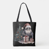 Schedel in kerstmuts met gotische kerstboom tote bag (Achterkant)