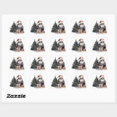 Schedel in kerstmuts met gotische kerstboom vierkante sticker (Vel)