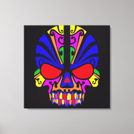 Schedel in kleur canvas afdruk