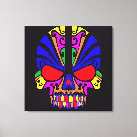 Schedel in kleur canvas afdruk (Voorkant)