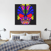 Schedel in kleur canvas afdruk (Insitu (Slaapkamer))