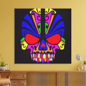 Schedel in kleur canvas afdruk (Insitu (Woonkamer))