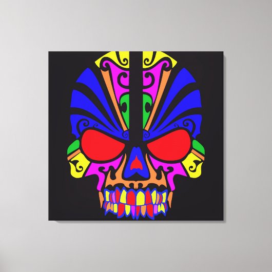 Schedel in kleur canvas afdruk (Voorkant)