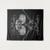 "Schedel in Love" Vintage skeletten Zwart Wandkleed (Voorkant (horizontaal))