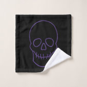 Schedel in paars en zwart bad handdoek (Wasdoekje)